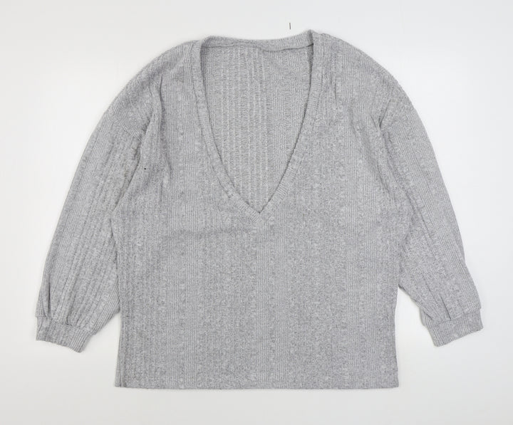 SheIn Womens Grey Polyester Pullover Sweatshirt Size L Pullover