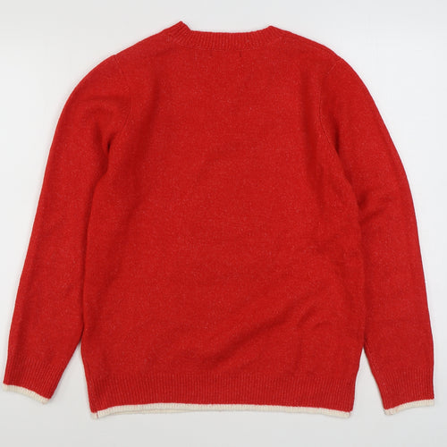 F&F Womens Red Round Neck  Polyester Pullover Jumper Size 12