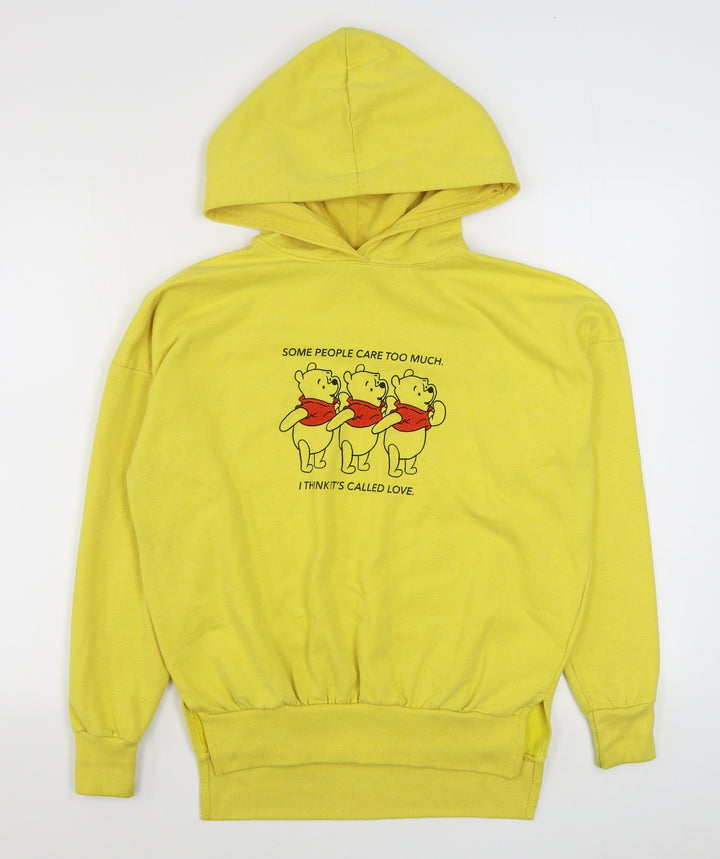 Primark Womens Yellow  Cotton Pullover Hoodie Size XS  Pullover