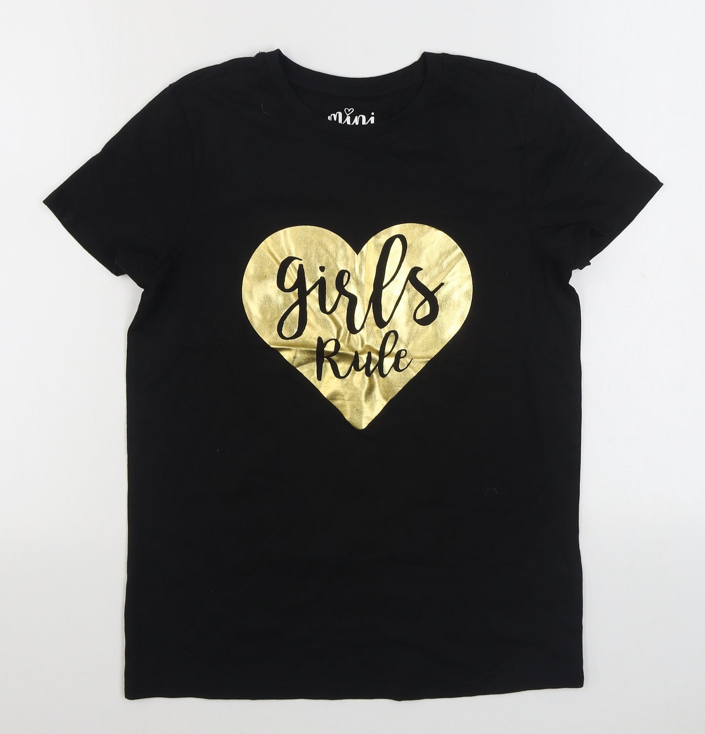 Matalan Girls Black  100% Cotton Basic T-Shirt Size 13 Years Round Neck Pullover