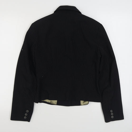 Wallis Womens Black Striped  Jacket Blazer Size 10  Button