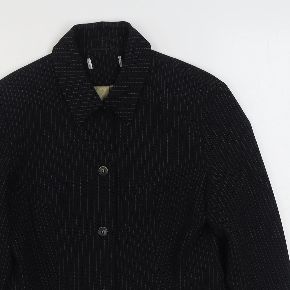 Wallis Womens Black Striped  Jacket Blazer Size 10  Button