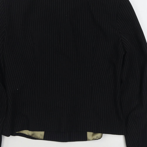 Wallis Womens Black Striped  Jacket Blazer Size 10  Button