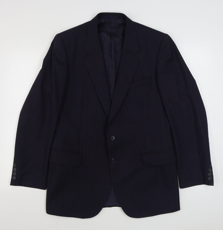 St Michaels Mens Blue Striped Wool Jacket Suit Jacket Size 40