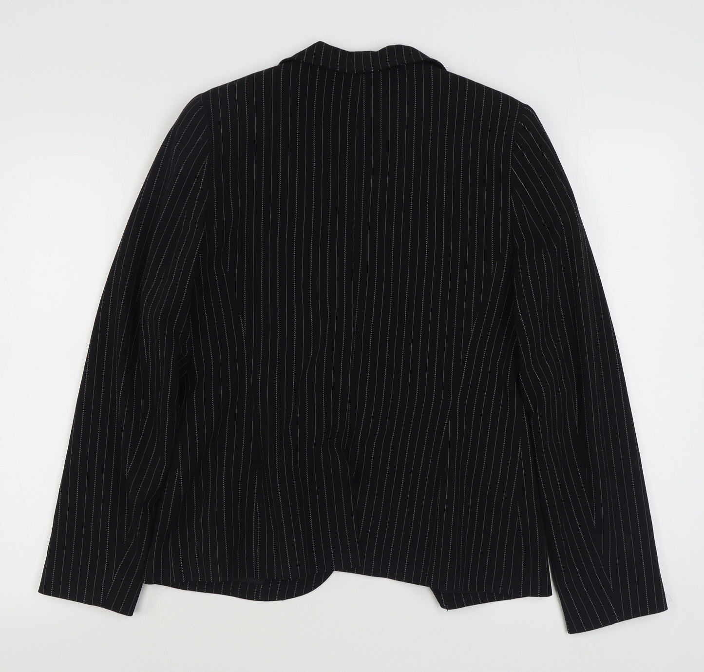 Dorothy Perkins Womens Black Striped  Jacket Blazer Size 12  Button