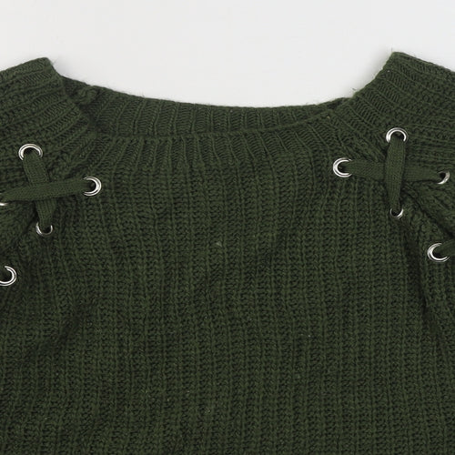 Preworn Womens Green Boat Neck  Acrylic Pullover Jumper Size M