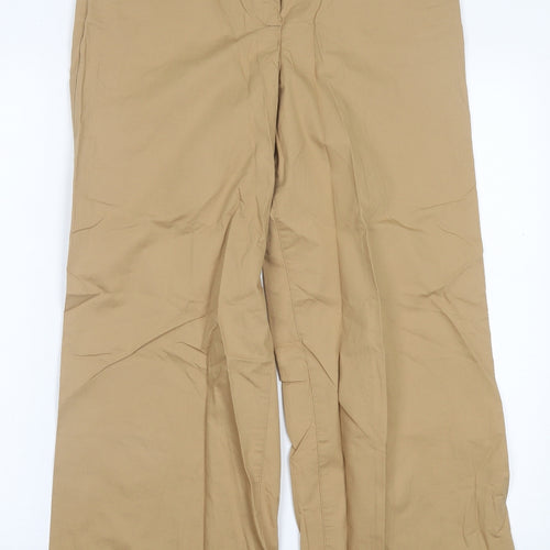 NEXT Womens Beige  Cotton Trousers  Size 10 L29 in Regular Hook & Eye