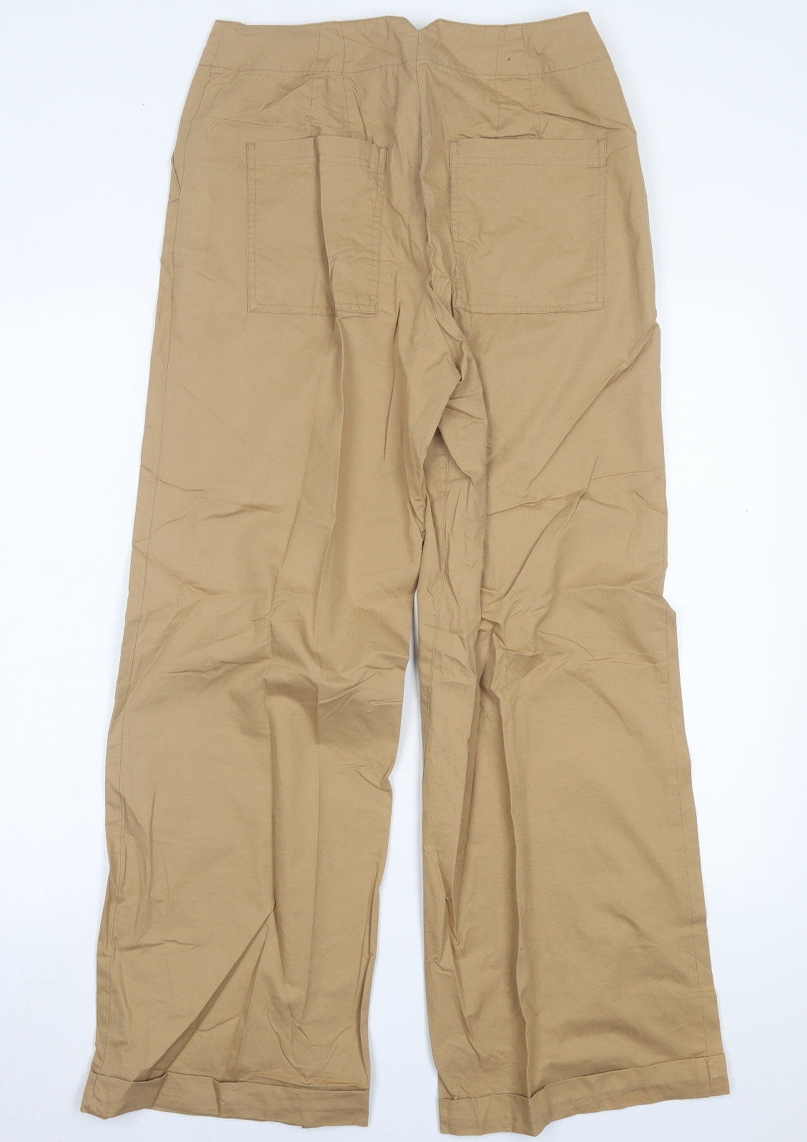NEXT Womens Beige  Cotton Trousers  Size 10 L29 in Regular Hook & Eye