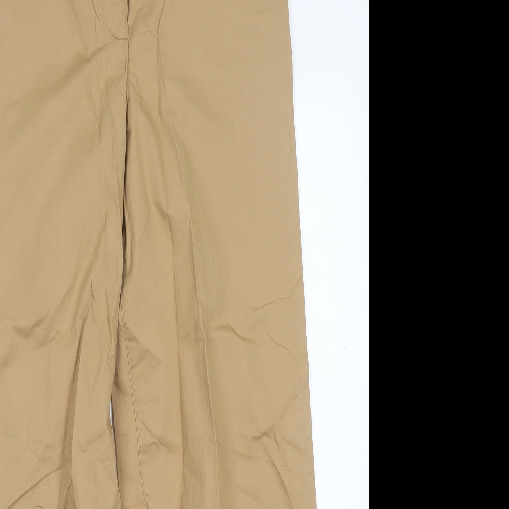 NEXT Womens Beige  Cotton Trousers  Size 10 L29 in Regular Hook & Eye