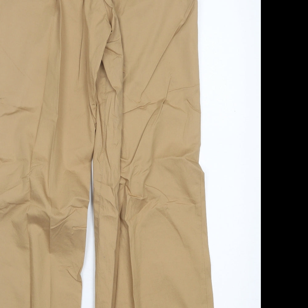 NEXT Womens Beige  Cotton Trousers  Size 10 L29 in Regular Hook & Eye