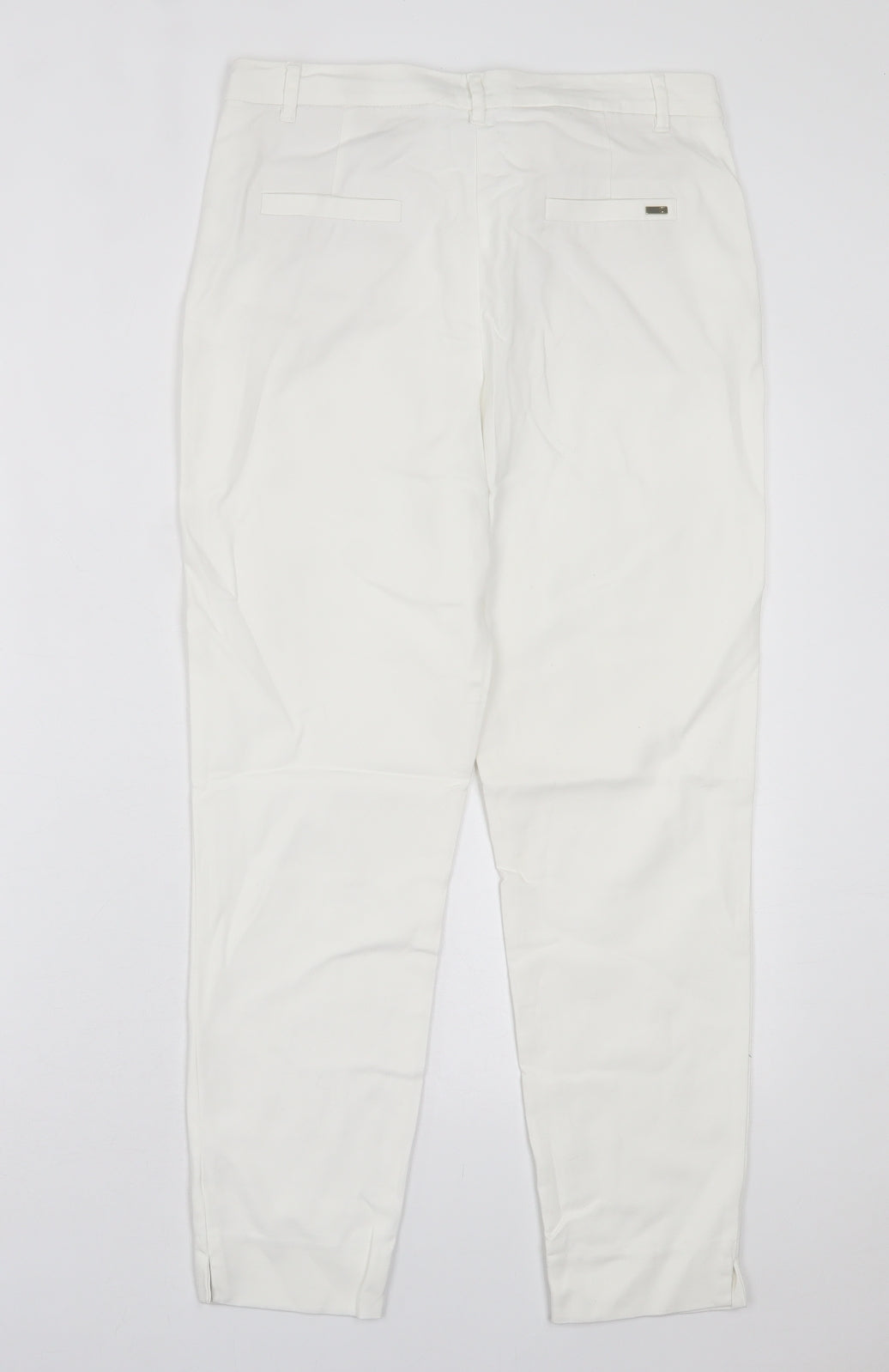 River Island Womens White  Cotton Trousers  Size 10 L26 in Regular Hook & Eye