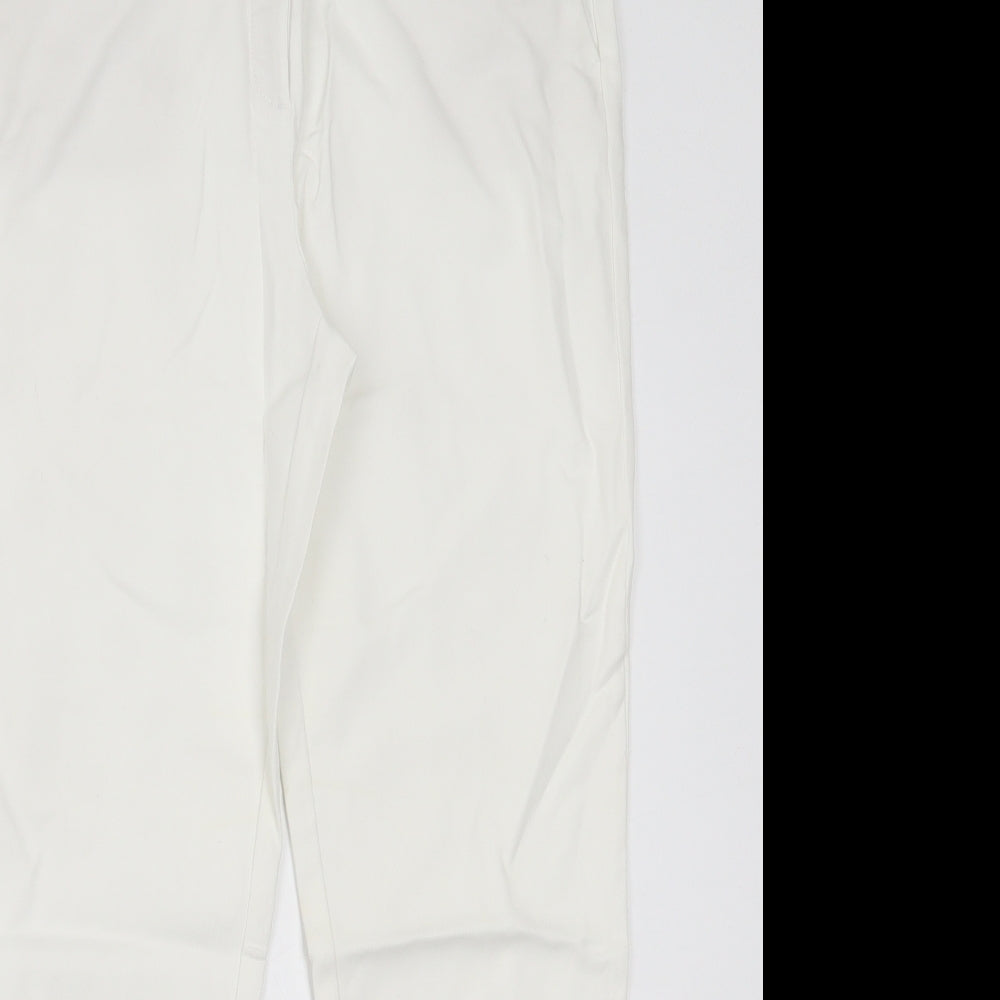 River Island Womens White  Cotton Trousers  Size 10 L26 in Regular Hook & Eye