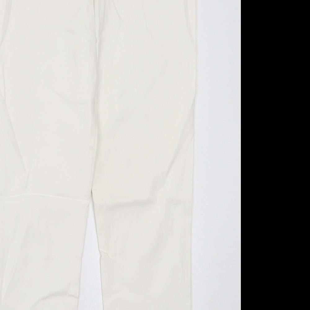 River Island Womens White  Cotton Trousers  Size 10 L26 in Regular Hook & Eye