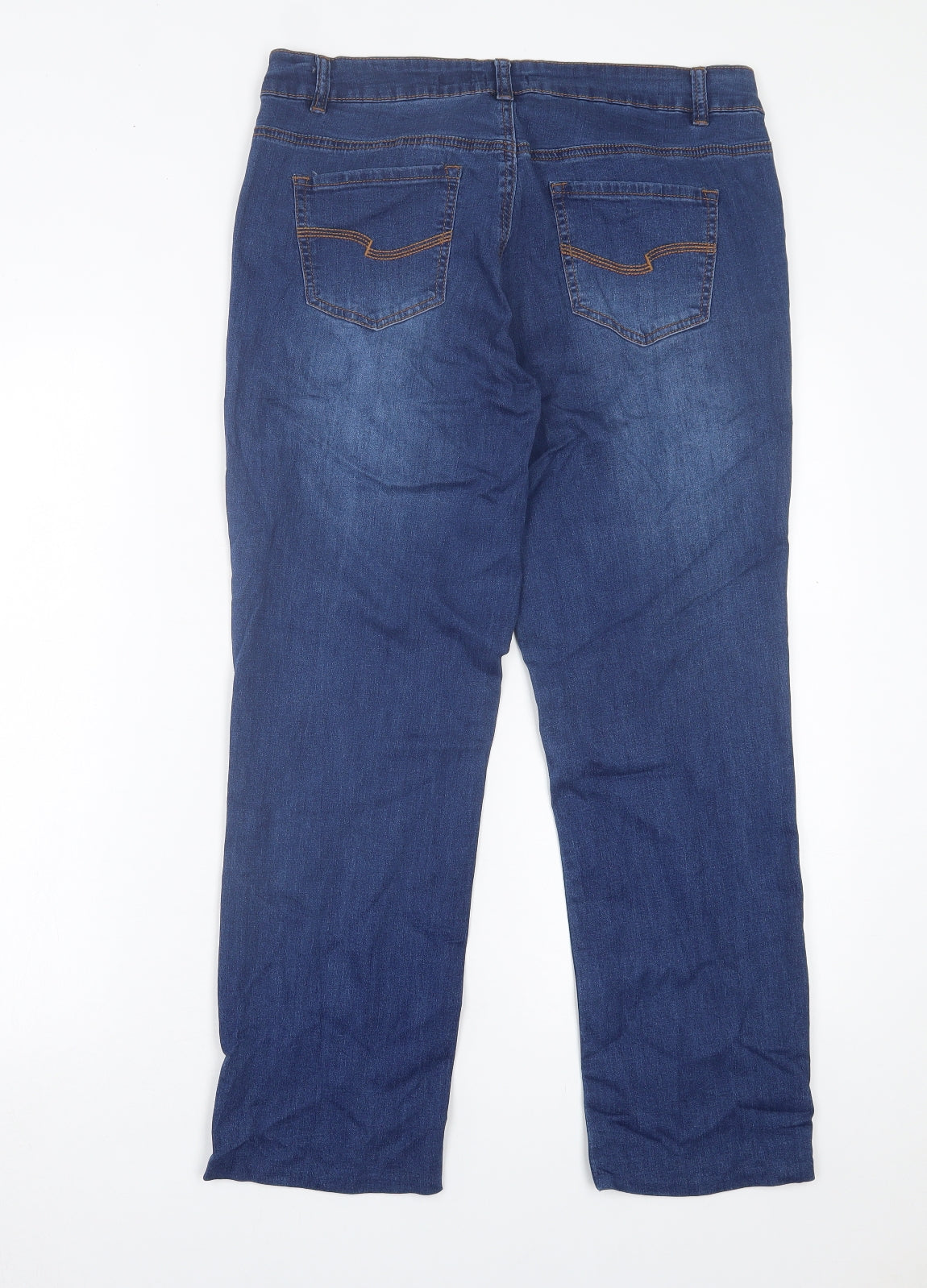 TU Womens Blue  Cotton Straight Jeans Size 14 L26 in Regular