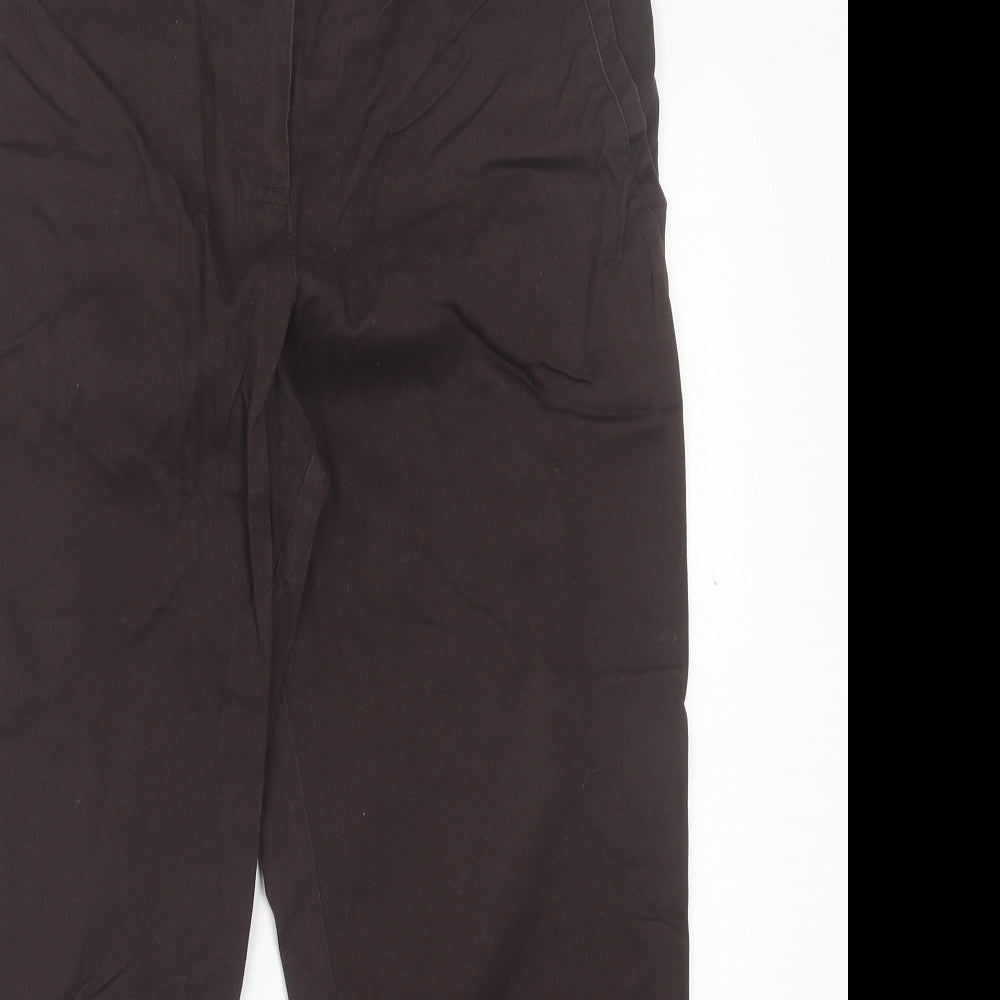 Wallis Womens Brown  Cotton Cropped Trousers Size 12 L23 in Regular Button