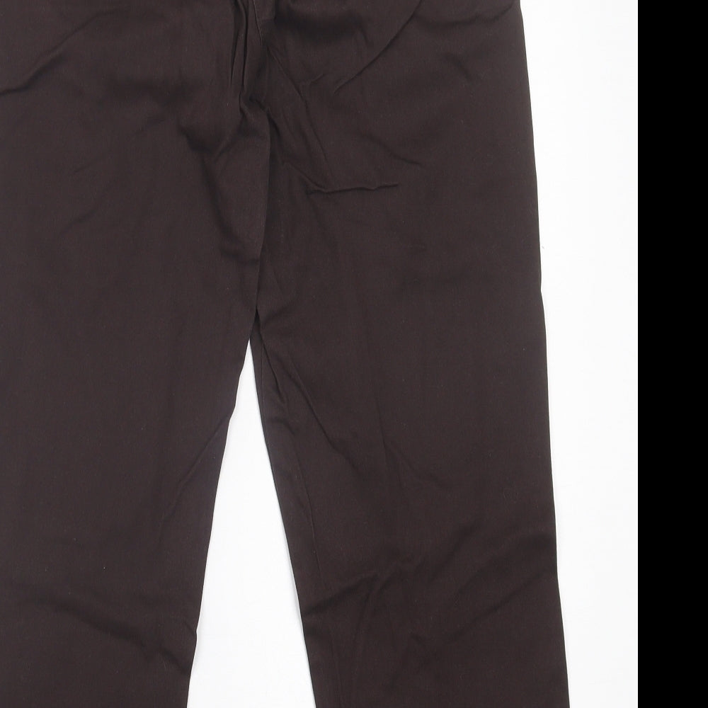Wallis Womens Brown  Cotton Cropped Trousers Size 12 L23 in Regular Button