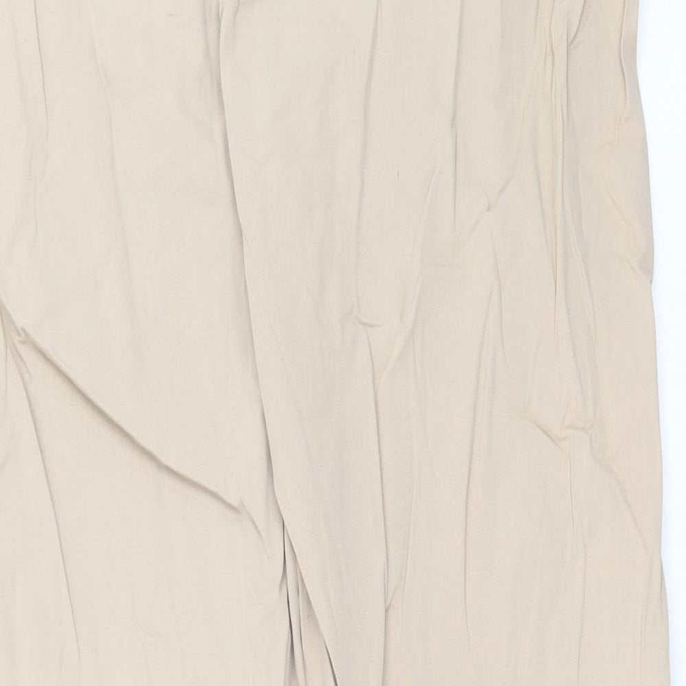 Marks and Spencer Womens Beige  Cotton Chino Trousers Size 14 L30 in Regular Button