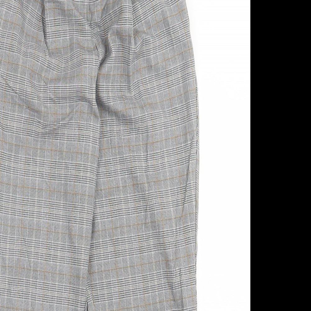 New Look Womens Grey Plaid Polyester Trousers  Size 10 L26 in Regular