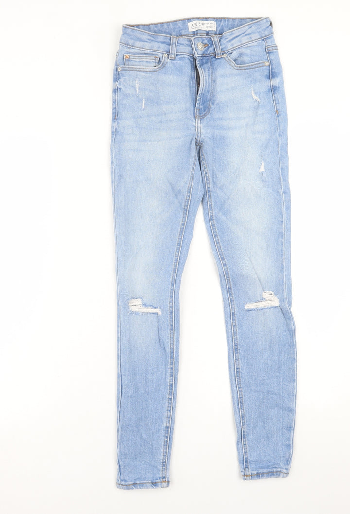 Denim & Co. Womens Blue  Cotton Skinny Jeans Size 8 L28 in Regular Button