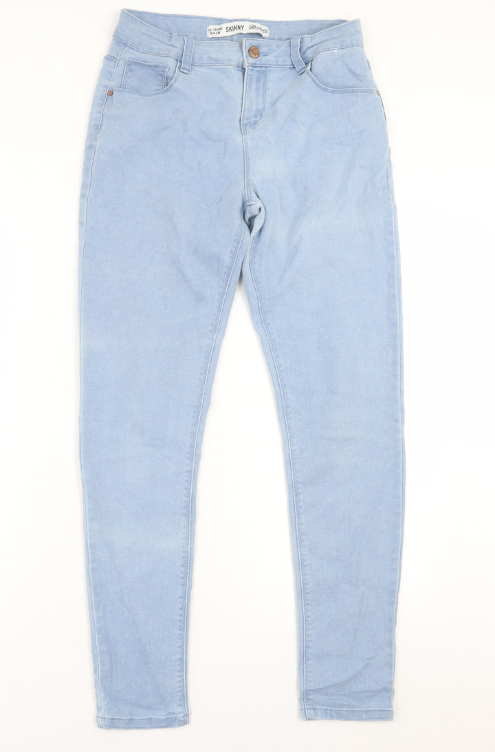 Denim & Co. Girls Black  Cotton Skinny Jeans Size 13-14 Years  Regular Button