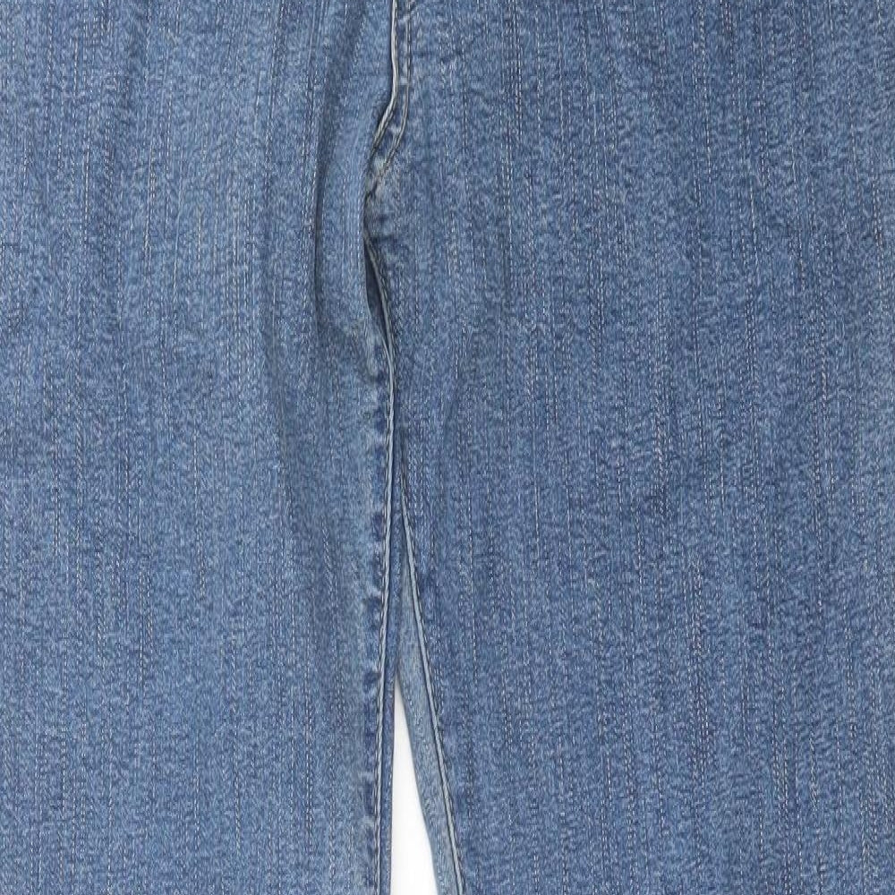 Per Una Womens Blue  Cotton Straight Jeans Size 14 L33 in Regular Button