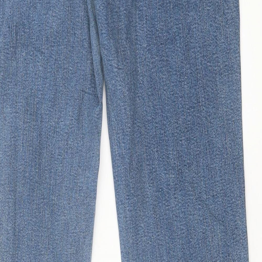 Per Una Womens Blue  Cotton Straight Jeans Size 14 L33 in Regular Button