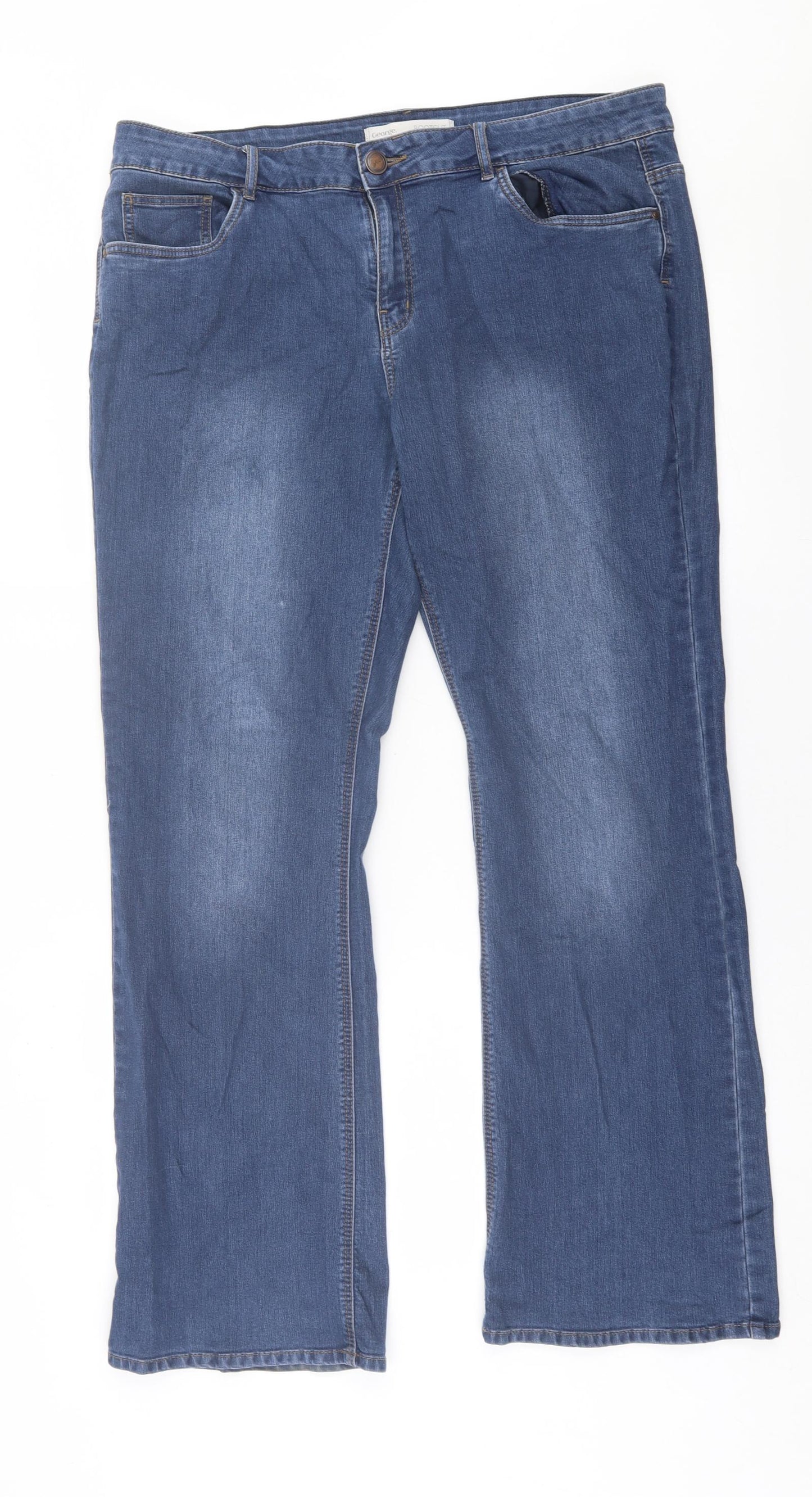 George Womens Blue  Cotton Bootcut Jeans Size 18 L30 in Regular Button