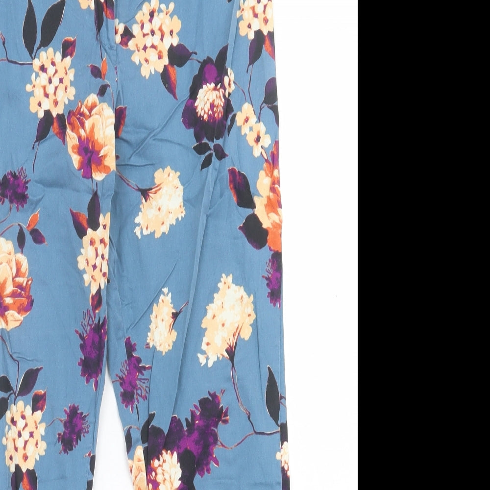 ALAMRI Womens Multicoloured Floral Polyester Trousers  Size 12 L26 in Regular Hook & Eye