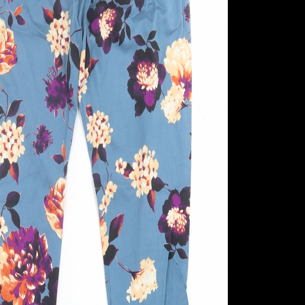 ALAMRI Womens Multicoloured Floral Polyester Trousers  Size 12 L26 in Regular Hook & Eye
