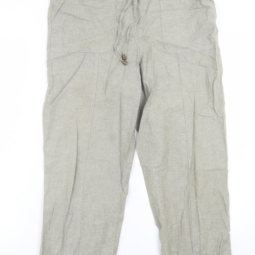 Isle Essentials  Womens Green  Cotton Trousers  Size 12 L24 in Regular Tie