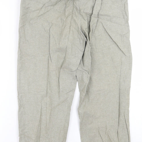 Isle Essentials  Womens Green  Cotton Trousers  Size 12 L24 in Regular Tie