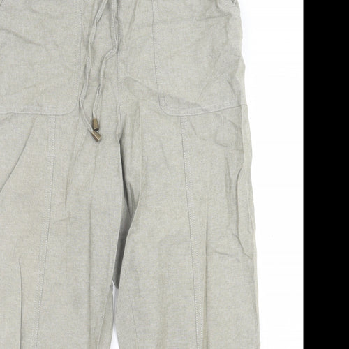 Isle Essentials  Womens Green  Cotton Trousers  Size 12 L24 in Regular Tie