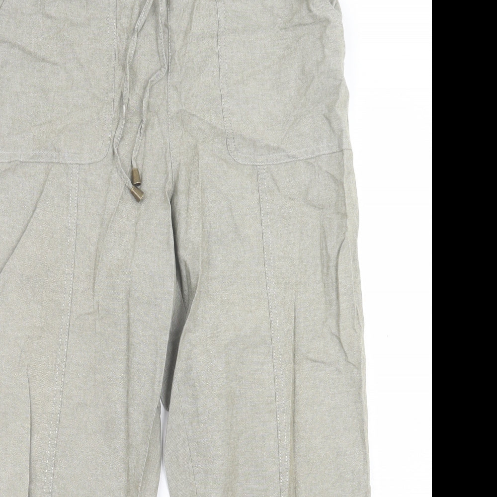 Isle Essentials  Womens Green  Cotton Trousers  Size 12 L24 in Regular Tie
