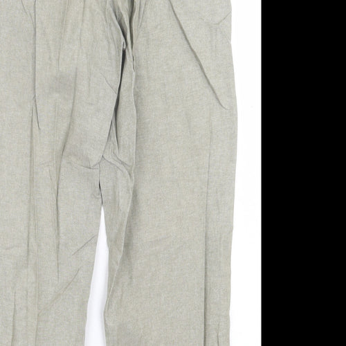 Isle Essentials  Womens Green  Cotton Trousers  Size 12 L24 in Regular Tie