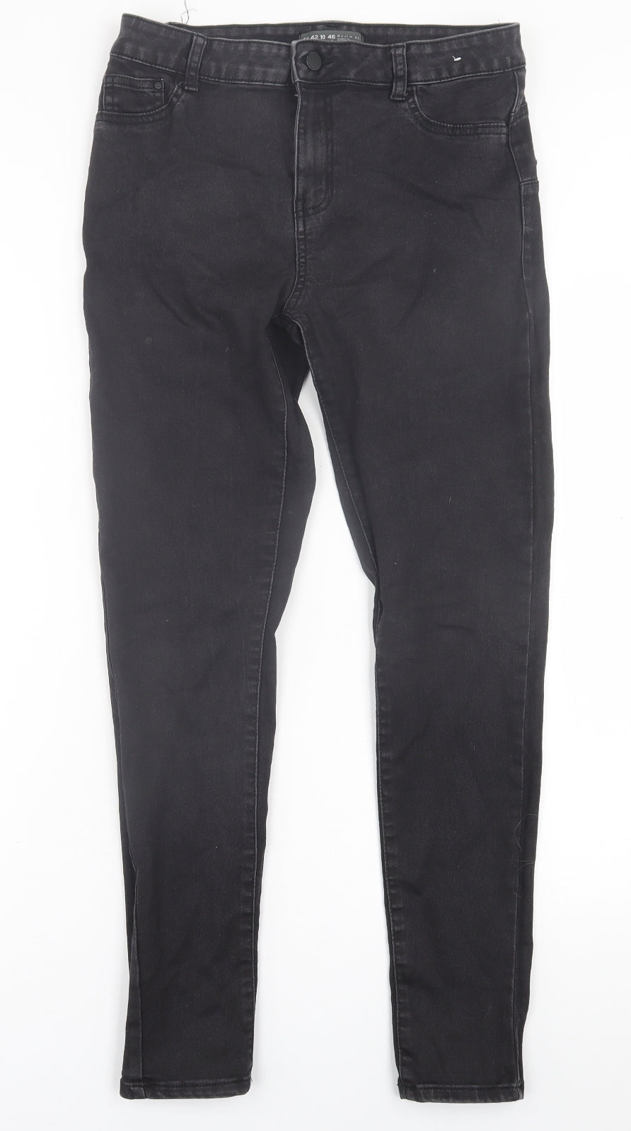 Denim & Co. Womens Black  Cotton Skinny Jeans Size 14 L29 in Regular Button