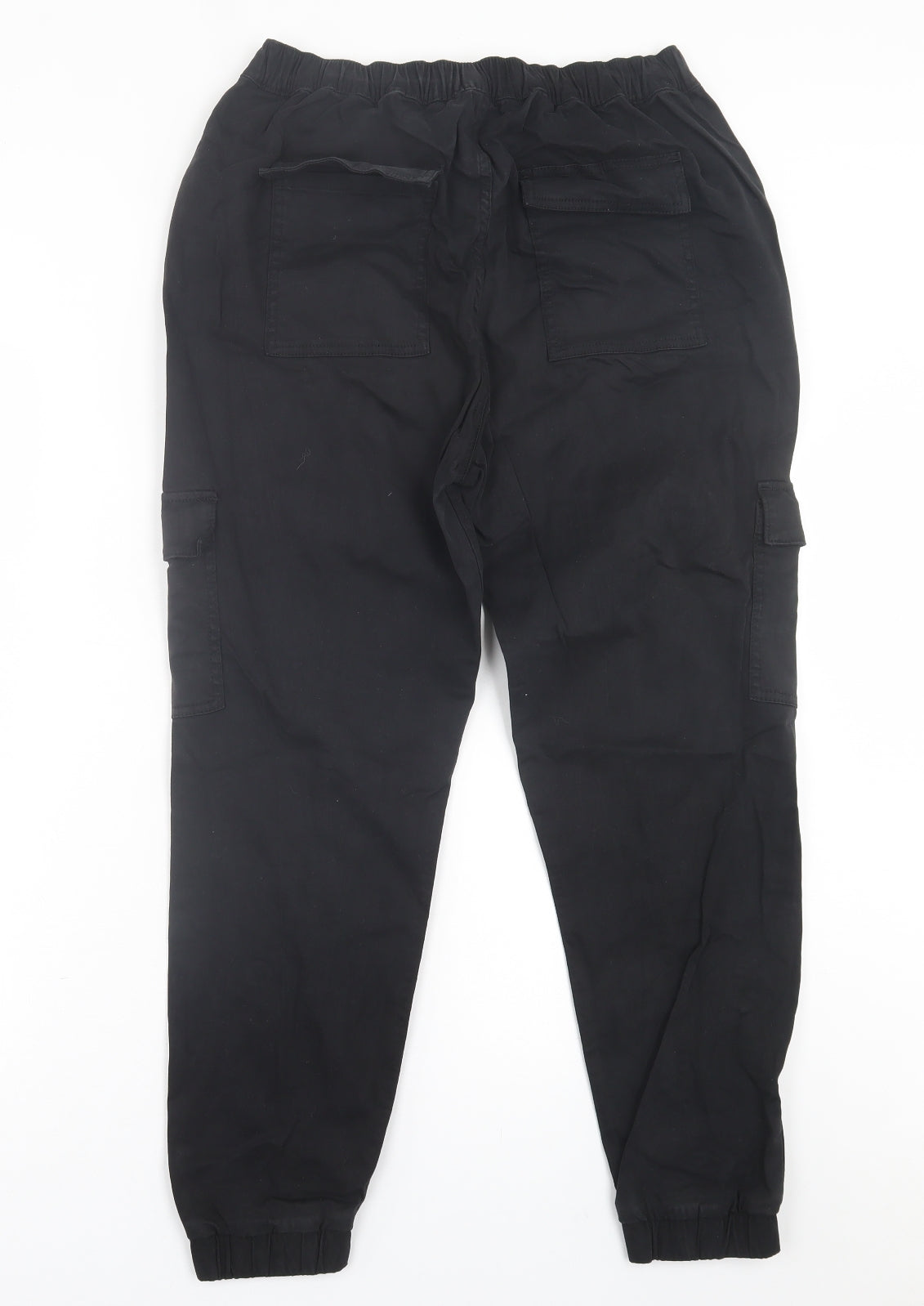 F&F Womens Black  Cotton Cargo Trousers Size 10 L26 in Regular Button