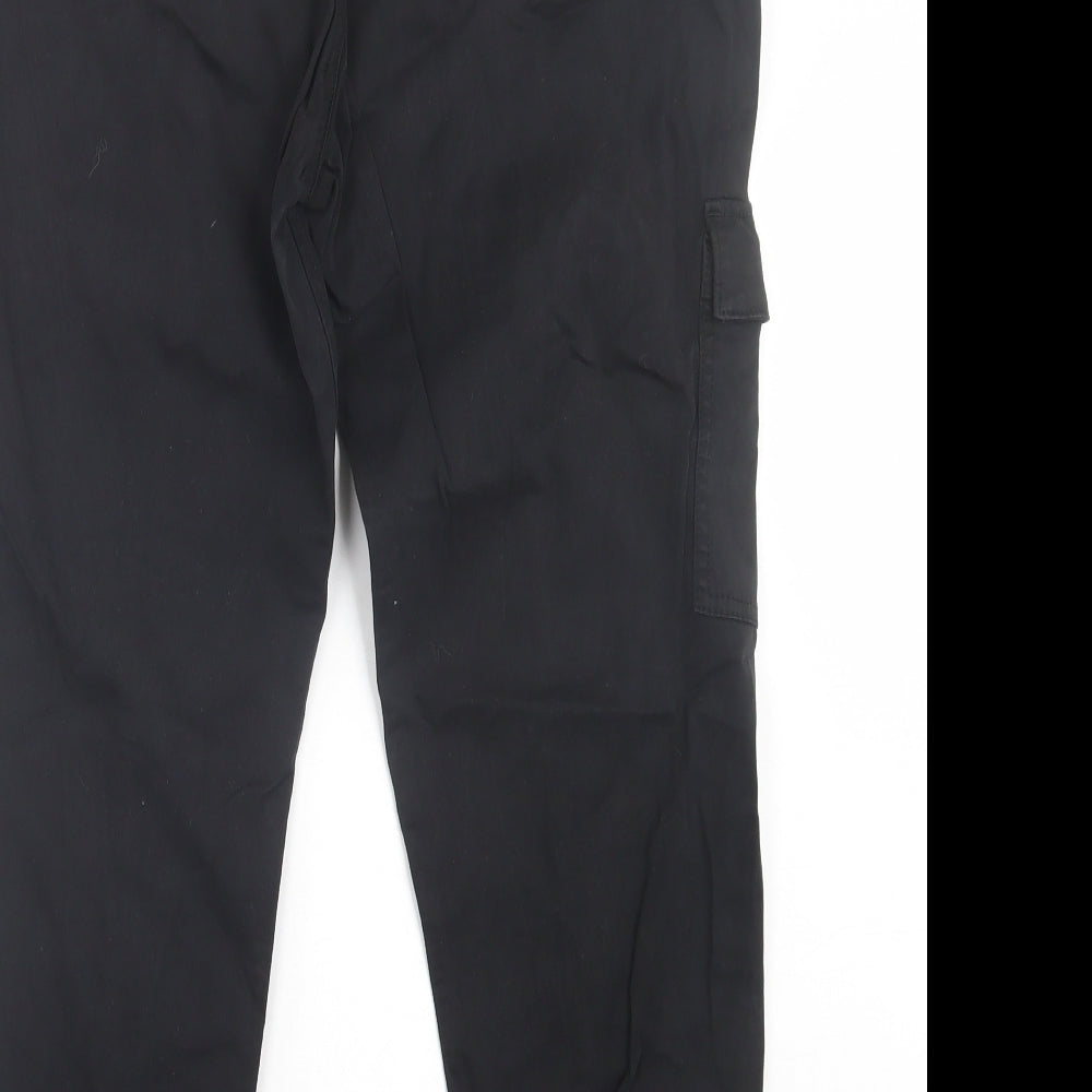 F&F Womens Black  Cotton Cargo Trousers Size 10 L26 in Regular Button