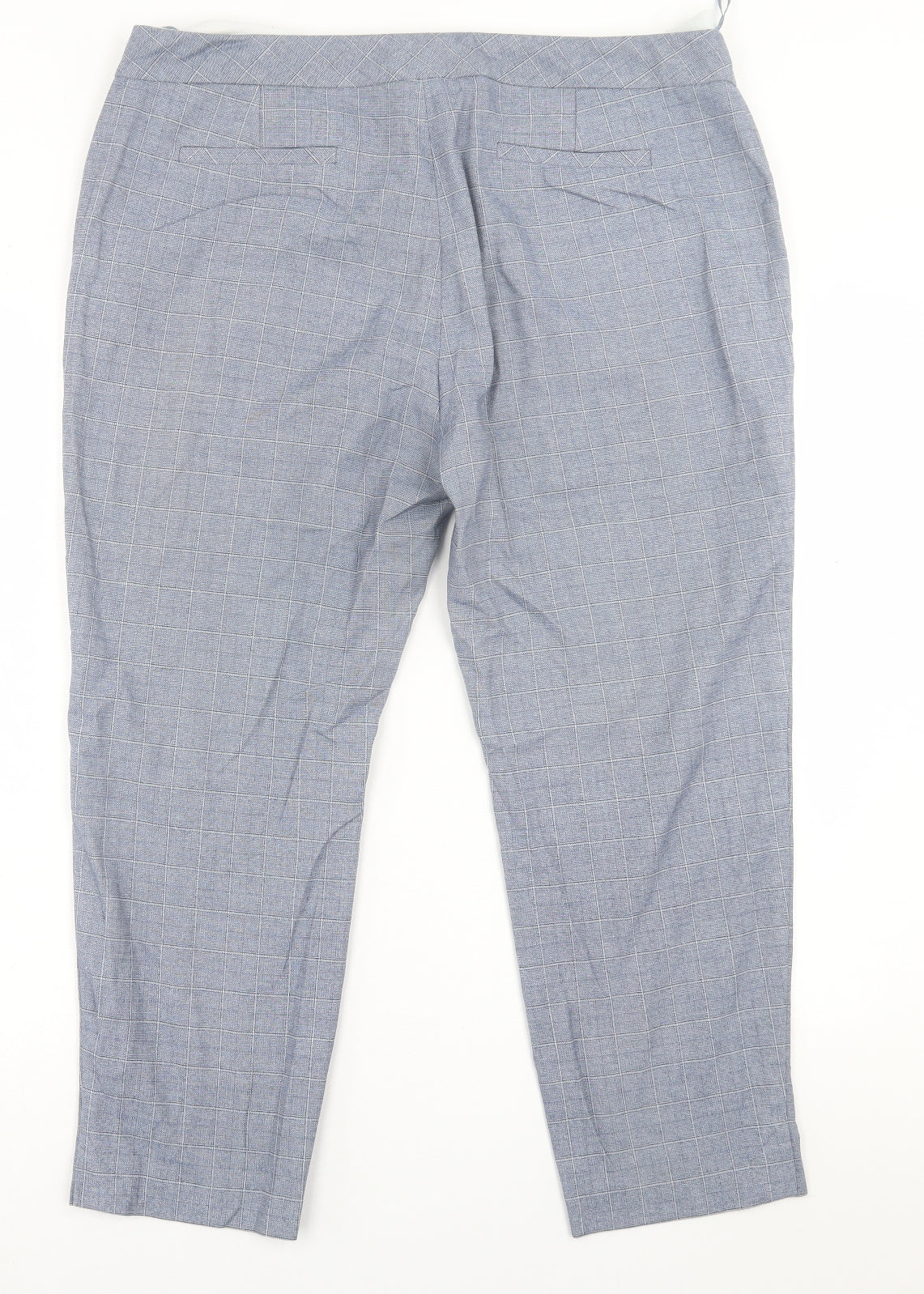 NEXT Womens Blue Plaid Polyester Trousers  Size 16 L24 in Regular Hook & Eye