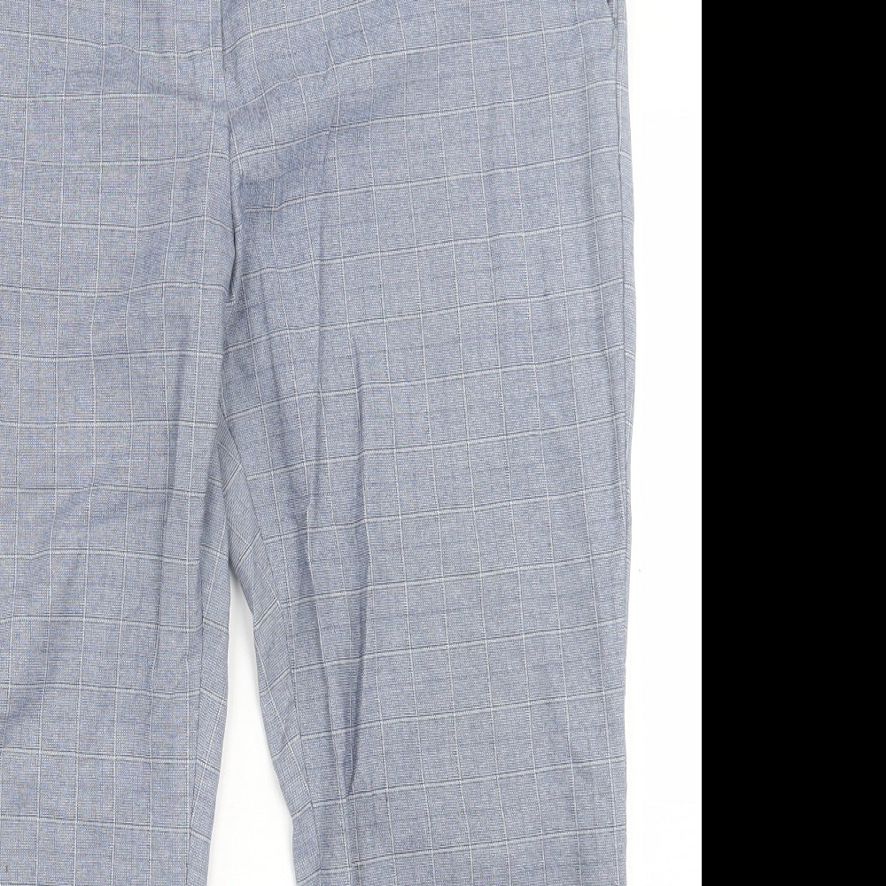 NEXT Womens Blue Plaid Polyester Trousers  Size 16 L24 in Regular Hook & Eye
