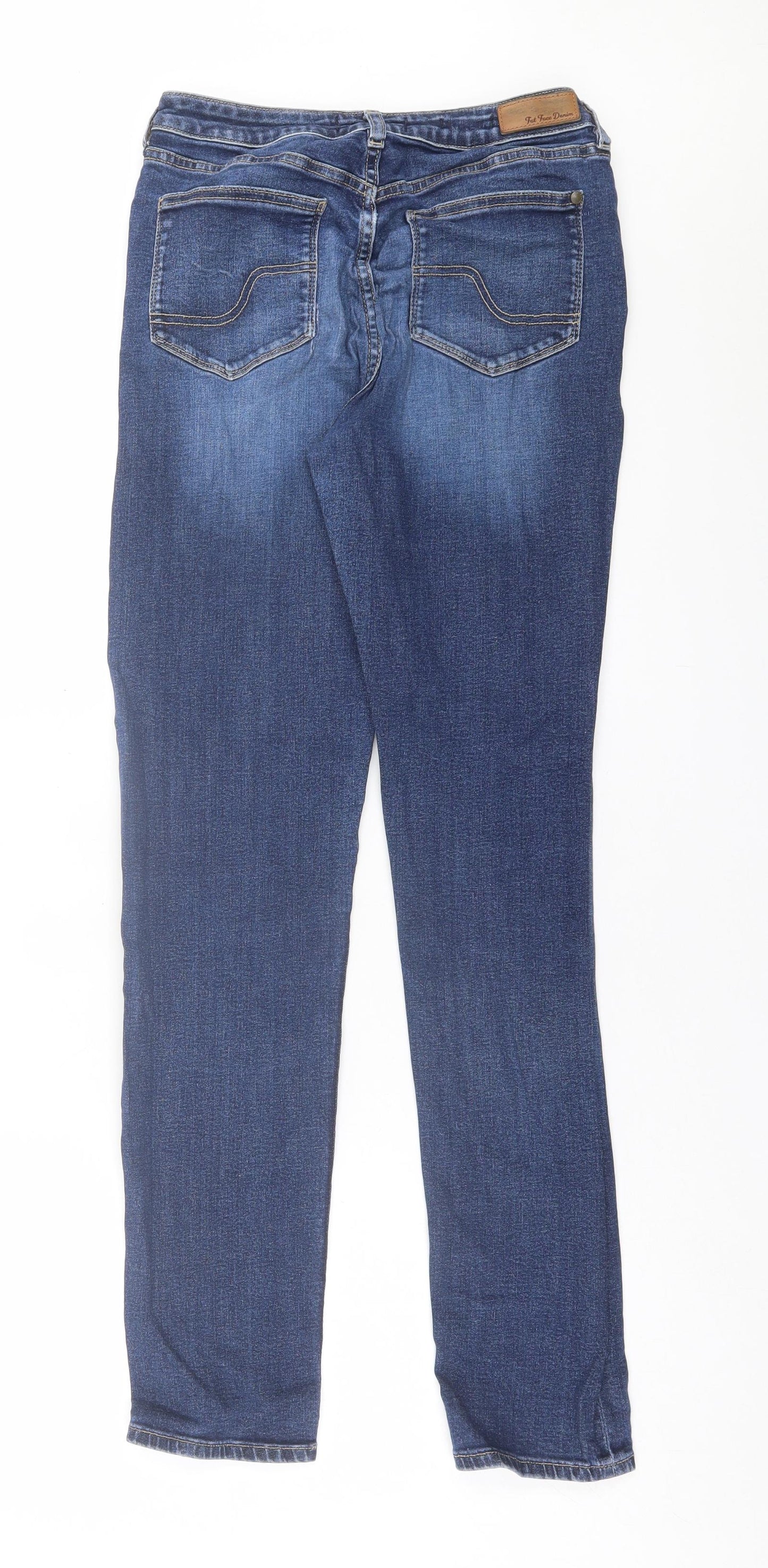 Fat Face Womens Blue  Cotton Straight Jeans Size 8 L30 in Slim Button
