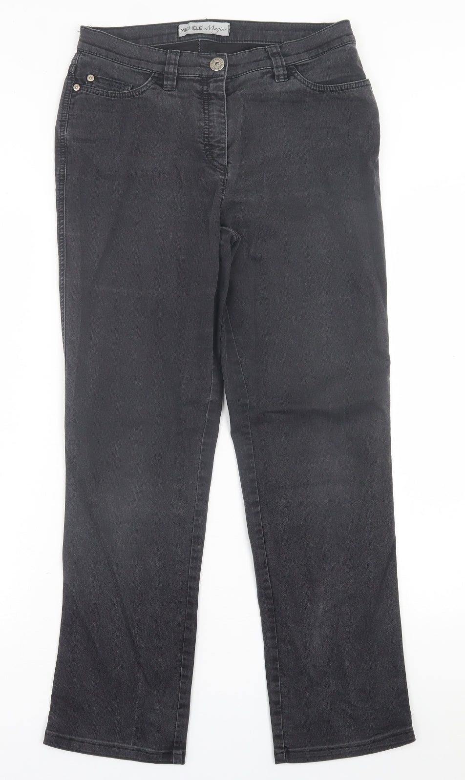 Michele Magic Womens Black  Cotton Straight Jeans Size 12 L28 in Regular Button