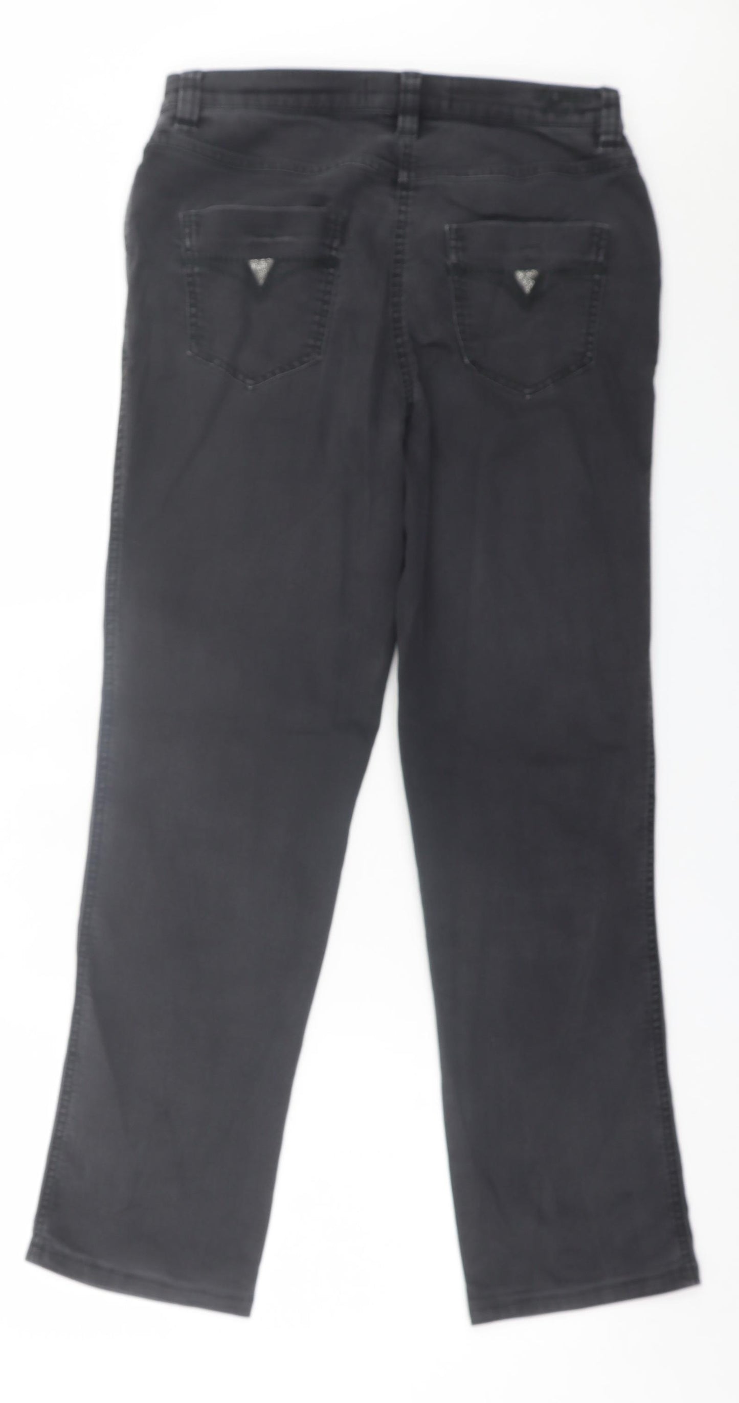 Michele Magic Womens Black  Cotton Straight Jeans Size 12 L28 in Regular Button