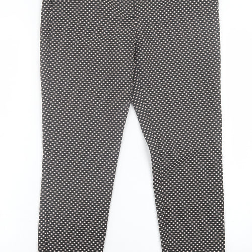 NEXT Womens Black Geometric Polyester Trousers  Size 10 L26 in Regular Hook & Eye