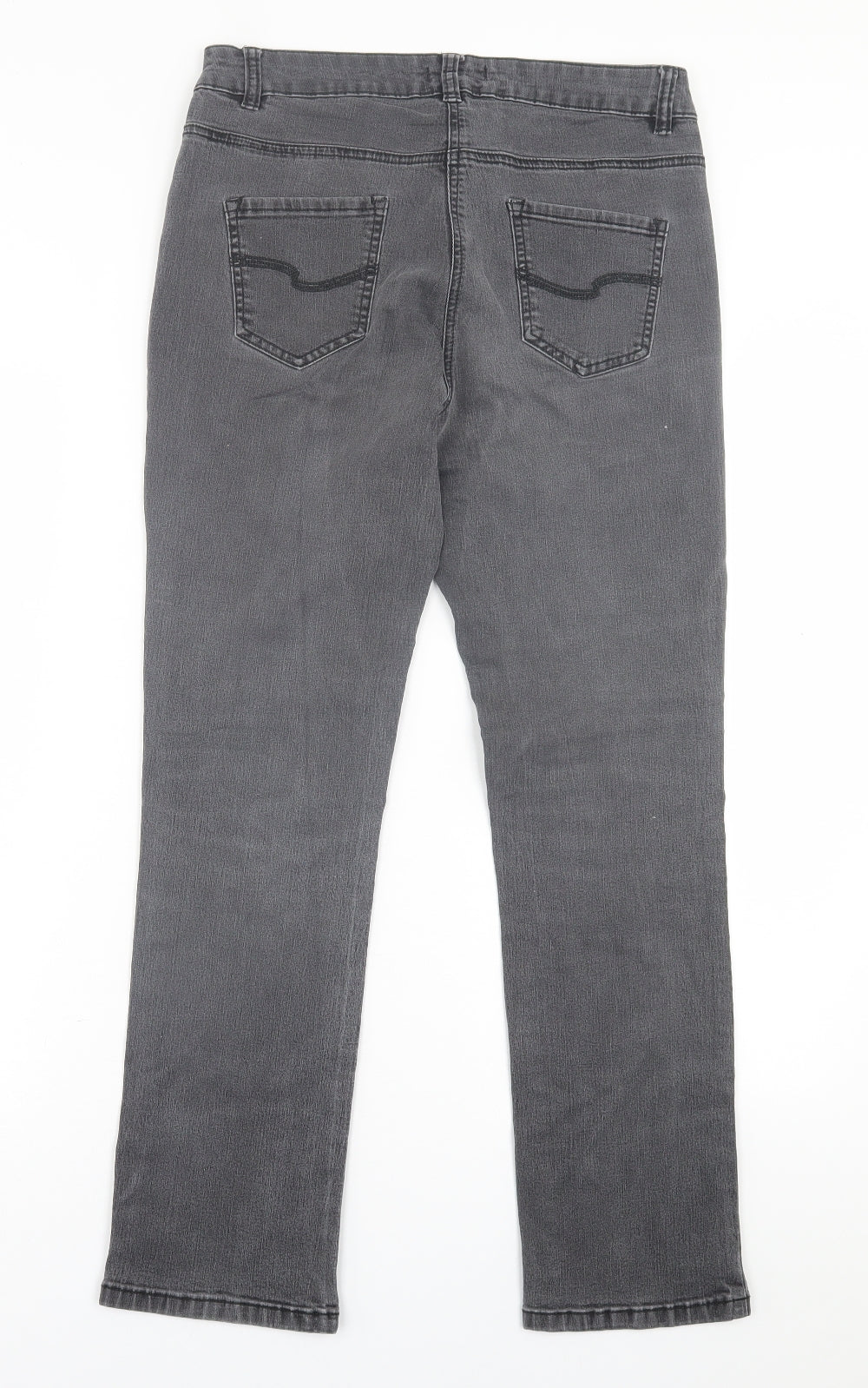 TU Womens Grey  Cotton Straight Jeans Size 14 L28 in Regular Button