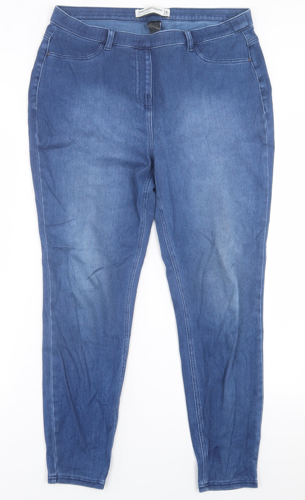 NEXT Womens Blue  Cotton Jegging Trousers Size 16 L28 in Regular