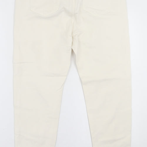 Marks and Spencer Womens White  Cotton Skinny Jeans Size 14 L25 in Regular Button