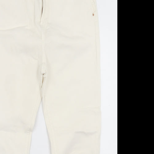 Marks and Spencer Womens White  Cotton Skinny Jeans Size 14 L25 in Regular Button