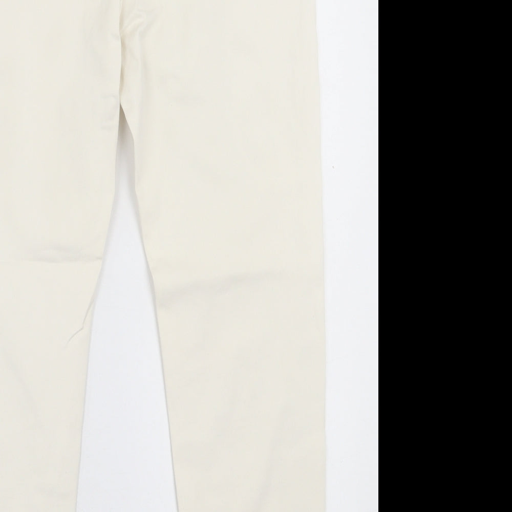 Marks and Spencer Womens White  Cotton Skinny Jeans Size 14 L25 in Regular Button