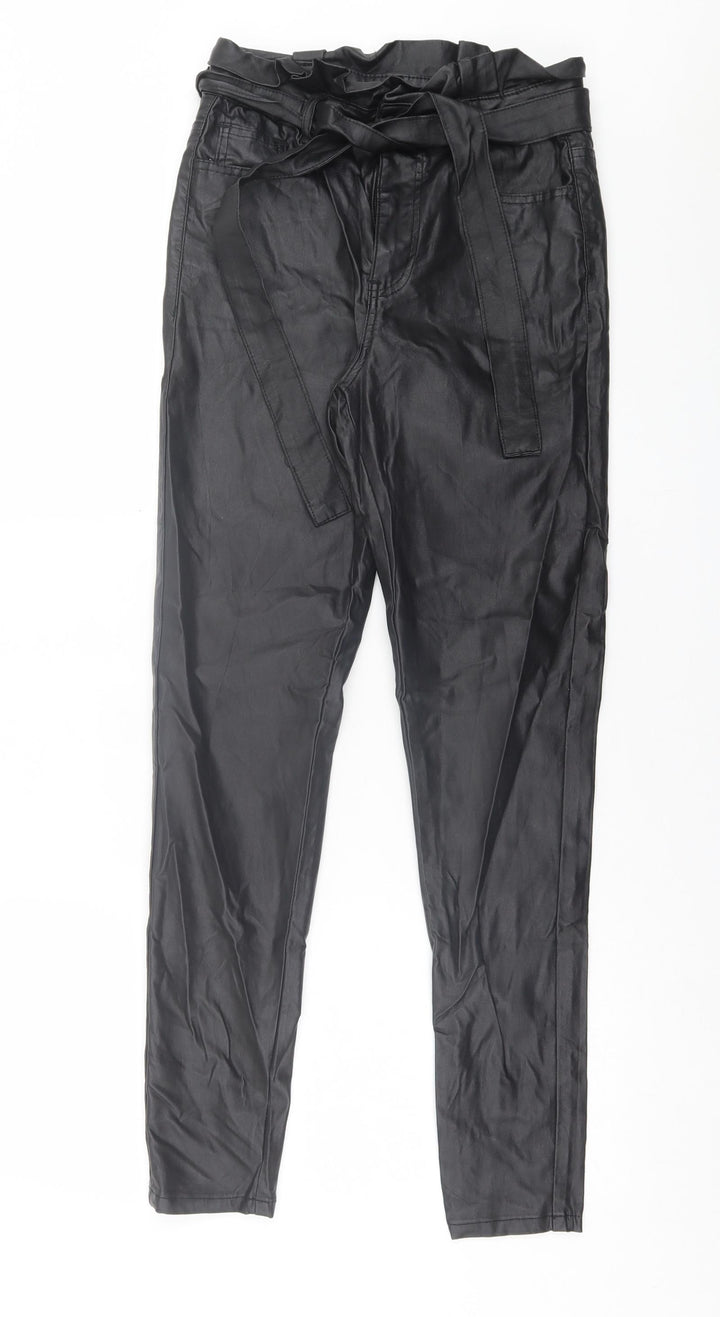 New Look Womens Black  Viscose Skinny Jeans Size 10 L29 in Regular Button - Leather Look