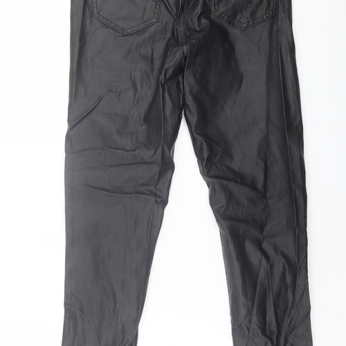 New Look Womens Black  Viscose Skinny Jeans Size 10 L29 in Regular Button - Leather Look